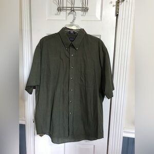 Size L Arrow Wrinkle Free Green & Navy Short Sleeve Shirt
